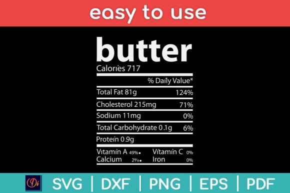 Butter Nutrition Facts Funny Thanksgiving Graphics for Crafts