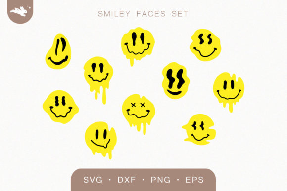 Dripping Smiley Faces Graphics for Crafts