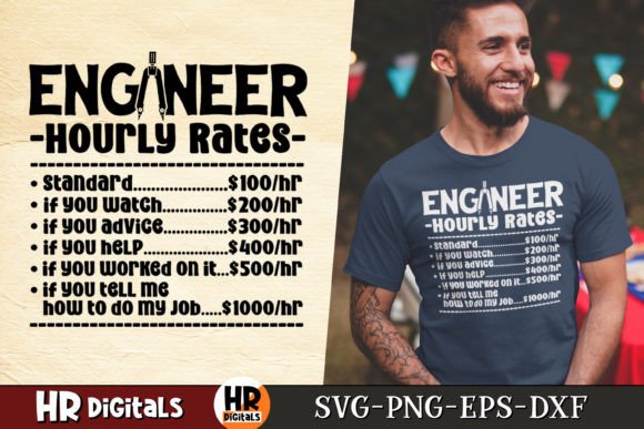 Engineer Hourly Rates Graphics for Crafts and Humor