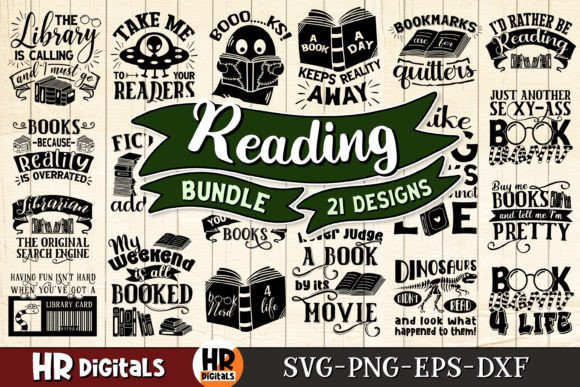 Funny Book Lover Reading Bundle Graphics for Local Business