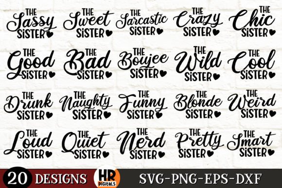 Funny Sisters SVG Bundle for Graphic Designers