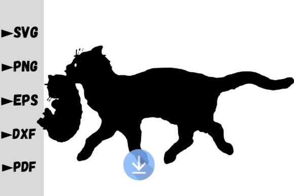 Mama Cat and Funny Kitten Silhouette Graphics for Crafts