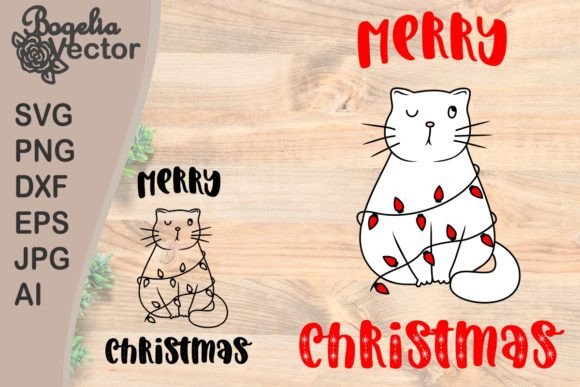 Merry Christmas Cat Graphics for Creative Crafts