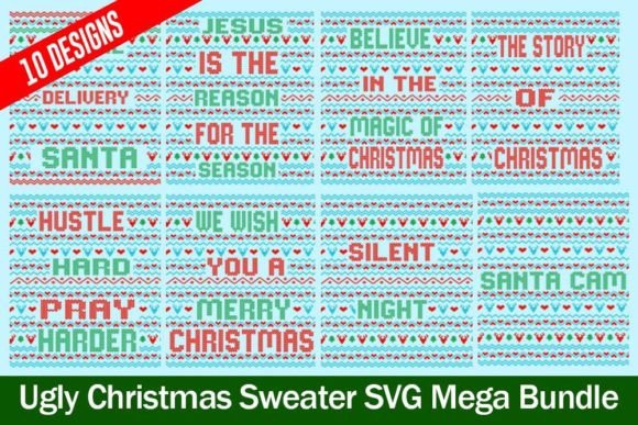 Vintage Ugly Sweater SVG Design Bundle for Crafts and Graphics