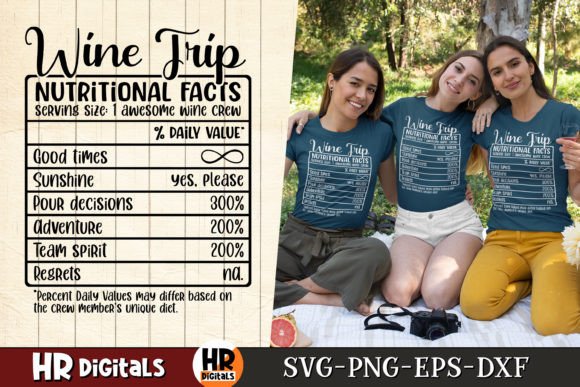 Wine Trip Nutritional Facts Graphics for Crafts